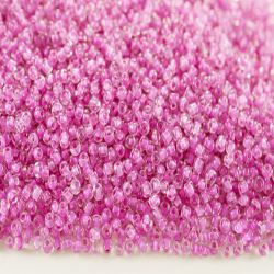 Бисер китайский круглый размер 12/0, цвет 0138 прозрачный, розовая линия внутри, 450г  (Цены)