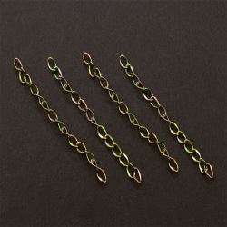 Цепочка для бижутерии, длина 4-5см, звено овальное 4,5х2,5х0,5мм, цвет разноцветный перелив, хирургическая сталь, 27-365, 4шт  (Цены)